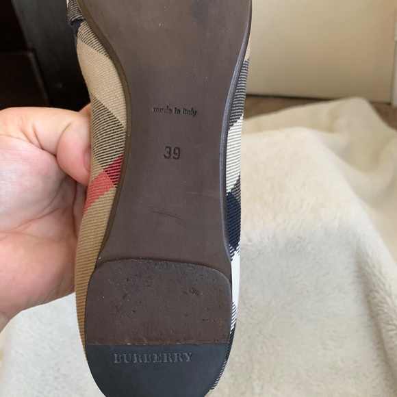 Burberry Beige Nova Check Canvas Knotted Ballet Flats Sz.39 Classic Print Dhoes - Picture 11 of 15